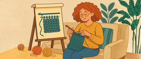 Een vrouw aan het tunisch haken