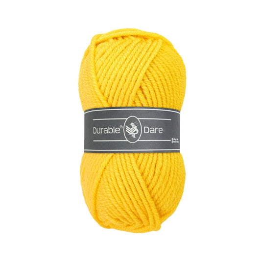 Durable Dare garen in kleur 2180 Bright Yellow voor haken, te koop bij De Garengarage.