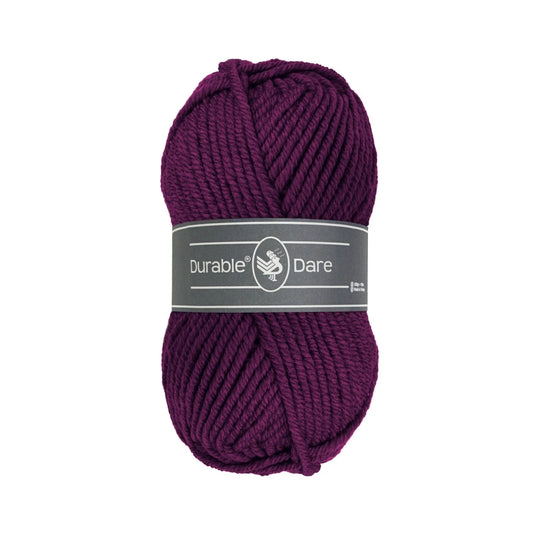 Durable Dare garen in kleur 251 Aubergine voor haken, te koop bij De Garengarage.